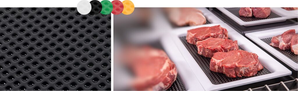 Fleischtheke mit Auslageplatten und patentiertem Wabenboden