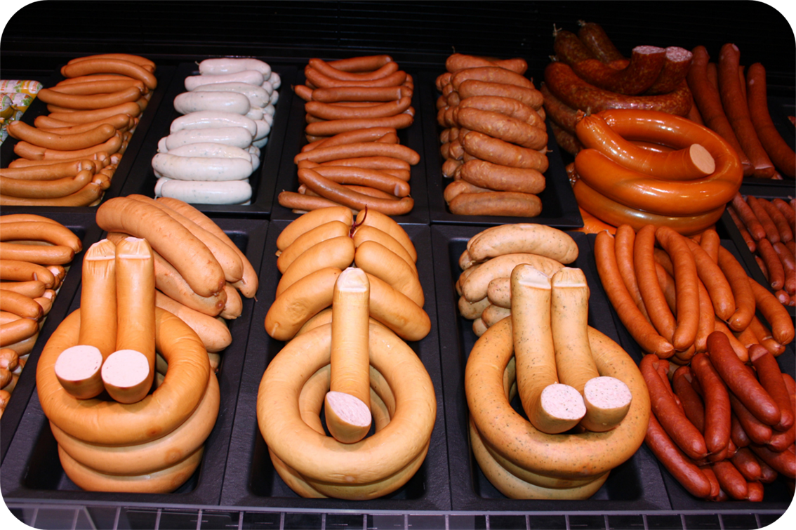 Wurstpräsentation auf PricoPlex-Schalen
